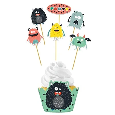 Afbeelding van Folat Cupcake decoratie set monster 6 stuks