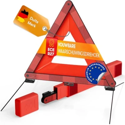 Afbeelding van PURAHELP Gevarendriehoek Auto volgens de actuele norm 2025 ECE R27 Compacte Gevarendriehoeken voor maximale Veiligheid Opvouwbare Gevaren Driehoek EU