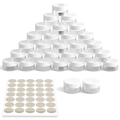 Afbeelding van Newaner Potjes, potjes 10 g, ml, crèmepotje, leeg, transparante met schroefsluiting, stickers, ideaal voor make up, crèmes, lotions, minikaarsen (wit)