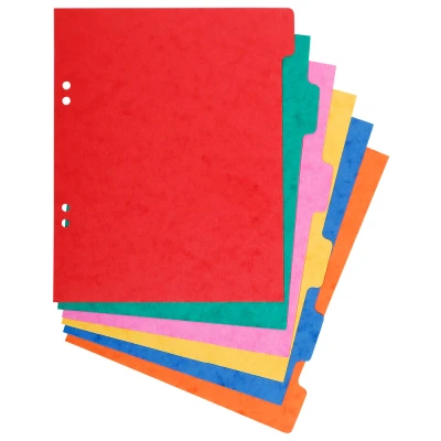 Afbeelding van Exacompta ref. 406E Soepele glanskartonnen tabbladen 225g/m2 FSC® met 6 neutrale tabs Schooldossierformaat 220x170 mm geassorteerde kleuren