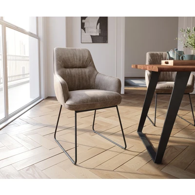Afbeelding van Armleunstoel Zelia Flex met armleuning slipframe zwart taupe vintage