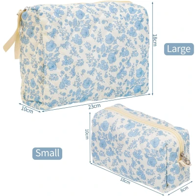 Afbeelding van Boraboi® Set van 2 stijlvolle make uptassen met bloemenpatroon voor dames, ideaal dagelijks gebruik en reizen
