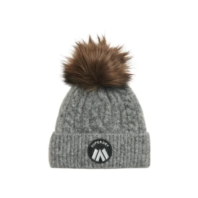 Afbeelding van Superdry Vrouwen Luxe Gebreide Beanie met Kabelpatroon Grijs Grootte: 1SIZE