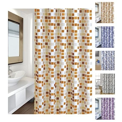 Afbeelding van MSV Cotexsa by 142103 Premium antischimmel textiel douchegordijn antibacterieel, met 12 douchegordijnringen, polyester, blauw, 180 x 200 cm, Made in Spain