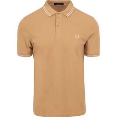 Afbeelding van Fred Perry Polo M3600 Beige V19 maat S heren met Slim fit Pasvorm Katoen Suitable Herenkleding Poloshirt
