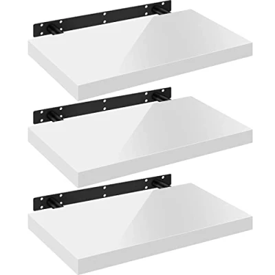 Afbeelding van WOLTU Volato RG9476ws 3 Wandrek, set van planken, wandboard, vrij zwevend, zwevende plank, hout, 40 x 22,9 3,8 cm, wit