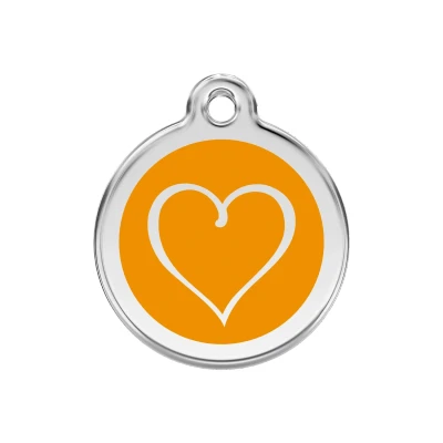 Afbeelding van Tribal Heart Orange roestvrijstalen hondenpenning medium/gemiddeld dia. 3 cm RedDingo