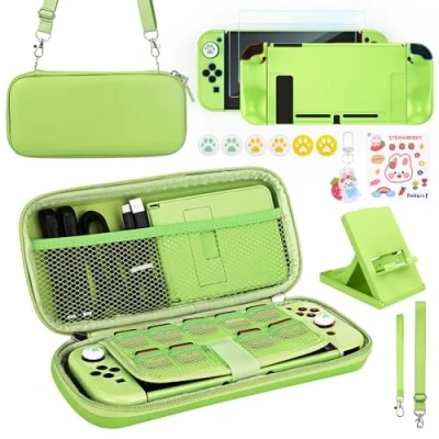 Afbeelding van Younik Schakelaar Accessoires Bundel, 15 in 1 Kit voor Meisjes Inclusief Draagtas met 9 Game Kaartsleuven, Verstelbare Stand, Beschermhoes Schakelconsole &amp; J Con