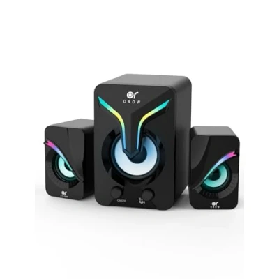 Afbeelding van OROW computerluidsprekers, pc luidsprekers met subwoofer, stereo 2.1 voor pc/laptop/monitor, desktopluidsprekers LED, 11W RGB gamingluidsprekers volumeregeling, 3,5 mm Aux,