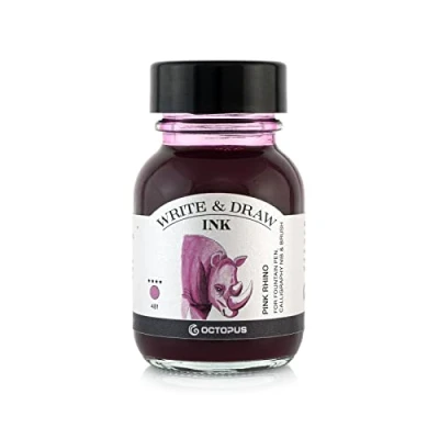 Afbeelding van Octopus Write and Draw Ink 481 Pink Rhino, watervaste inkt voor schrijven en tekenen, kalligrafie inkt, lichtechte tekeninkt vulpen, glaspen, penseel, 50 ml