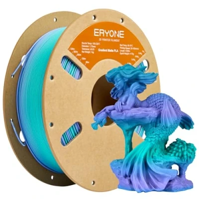 Afbeelding van ERYONE Traumland PLA 3D printerfilament, 1,75 mm, maatnauwkeurigheid +/ 0,03 1 kg, spoel, mat meerkleurig PLA, kleurverloop, blauw, groen en paars
