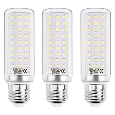 Afbeelding van HZSANUE LED Maïs Lampen 22W,6000K Daglicht Wit,2500Lm, E27 Edison Schroef Lampen, niet Dimbaar, 180W Gloeilampen Equivalent,Pakket van 3