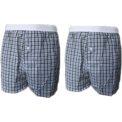 Afbeelding van Embrator 2 stuks mannen Boxershort geruit wit/zwart/blauw XL