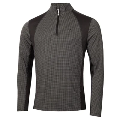 Afbeelding van Calvin Klein Heren Micro Grid Ck 1/2 Rits Middenlaag Trui Zwart XXXL