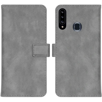 Afbeelding van Samsung Galaxy A20s Hoesje Kunstleder iMoshion Bookcase Grijs Telefoonhoesje