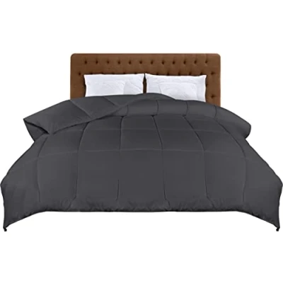 Afbeelding van Utopia Bedding Lichtgewicht dekbed 155x220 cm, Gewatteerd met Polyester vulling, Zacht zomerdekbed hoeklabels, Doos Gestik Alternatief (Grijs)