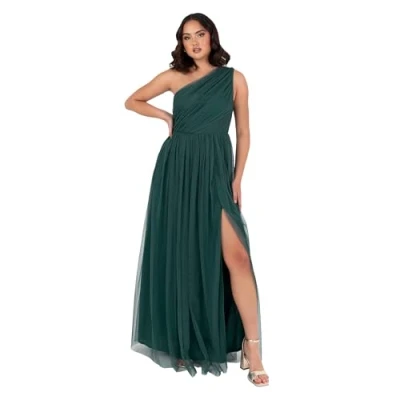 Afbeelding van Anaya with Love Maxi jurk met blote schouders en split, mouwloos, gala, bruiloft, gast, bruidsmeisje, baljurk, avondjurk, Emerald Groen, 40