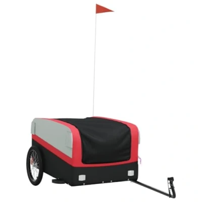 Afbeelding van vidaXL Fietstrailer 45 kg ijzer zwart en rood