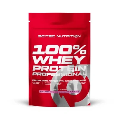 Afbeelding van Scitec Nutrition 100% Whey Proteïne, Professional, verrijkt met extra aminozuren en spijsverteringsenzymen, glutenvrij, palmolievrij, 1 kg, aardbeien, witte chocolade