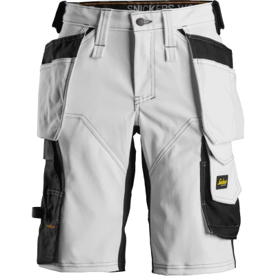 Afbeelding van Snickers 6147 AllroundWork, Dames Stretch Korte Broek met Holsterzakken Wit/zwart