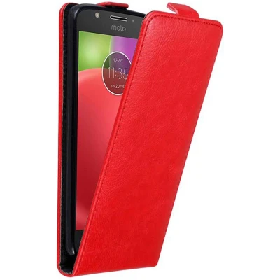Afbeelding van Cadorabo Hoesje geschikt voor Motorola MOTO E4 in APPEL ROOD Beschermhoes Flip Case Cover magnetische sluiting