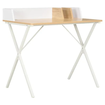 Afbeelding van Bureau 80x50x84 cm wit en natuurlijk