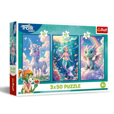 Afbeelding van Trefl Puzzel 3 in 1: The Treflik Family, Samen een Kleurrijke Wereld x 50 Stukjes, Set van Drie Puzzels voor Kinderen vanaf 4 jaar