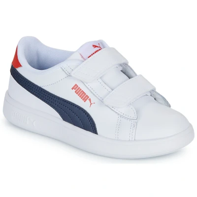 Afbeelding van Puma Smash 3.0 Unisex Sneakers laag voor kinderen, Maat: 34, White navy for all time red Leer en imitatieleer