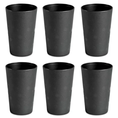 Afbeelding van Hausfelder Drinkbeker 6 delige set, onbreekbare herbruikbare camping en kinderbekers, kunststofbekers 275 ml (6 stuks, antraciet)