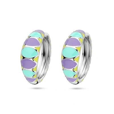 Afbeelding van zilver gerhodineerd klapoorringen emaille 1337131