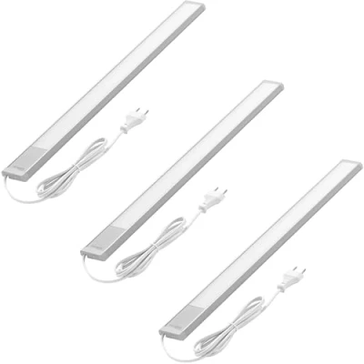 Afbeelding van Oktaplex set van 3 Riva LED onderkast verlichting vlak 57.5cm 730lm warm wit keukenverlichting met schakelaar 10.4W 230V zilver