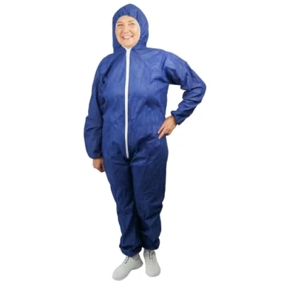 Afbeelding van ARNOMED PP beschermende overall extra sterk, full body blauw 50g/m², schildersoverall wegwerp L, werkoverall voor mannen/vrouwen met capuchon, wegwerpoverall