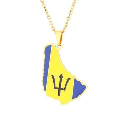 Afbeelding van Ketting Barbados Kaart Goudkleurig Vlag