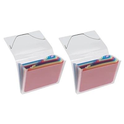 Afbeelding van VELOFLEX 4446290 Waaiermap Crystal DIN A4, met 12 vakken en tabs, PP materiaal, kleurrijke onderverdeling, transparant