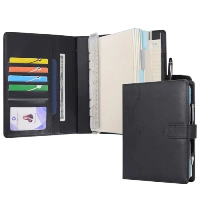 Afbeelding van WASON A5 Dagboek Lederen PU Gevoerd Notitieboek Hervulbaar Papier Journal, Verwijderbare Ringband Portfolio met Klembord Schrijven Notitieblok en Pen voor Reizen Business School Agenda Organizer
