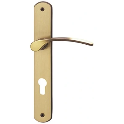 Afbeelding van Alpertec 32740073 Amos LS messing gepolijst PZ deurklink deurbeslag nieuw, woningingangdeuren aan beide zijden drukknop