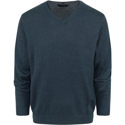 Afbeelding van Casa Moda Pullover Blauw Melange maat XXL Heren Trui met Regular fit Pasvorm Katoen Suitable Herenkleding