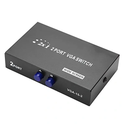 Afbeelding van VGA schakelkast, 2 in 1 uit switchersplitter Gegevenssynchronisatie monitorschakelaar splitter, adapter voor het delen van video handmatige switcher computer