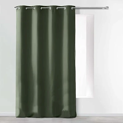 Afbeelding van Douceur d&#039;intérieur Ooggordijn 140 x 280 cm microvezel effen absoluut kaki