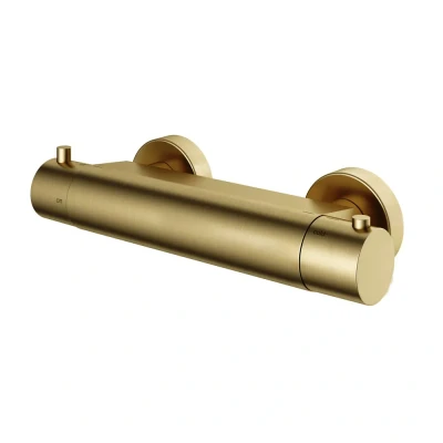 Afbeelding van HotBath Cobber Thermostatische Douchemengkraan met 1/2&quot; onderaansluiting Geborsteld Messing PVD B008BBP