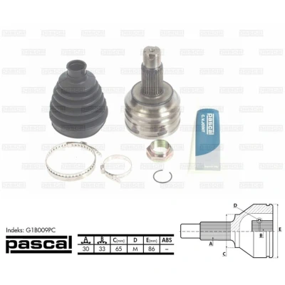 Afbeelding van Homokineet reparatie set, aandrijfas PASCAL G1B009PC
