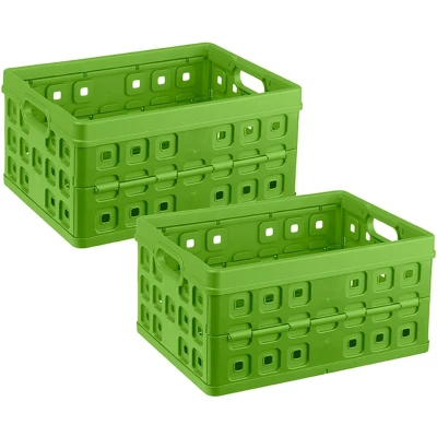 Afbeelding van Square vouwkrat 32L groen Set van 2