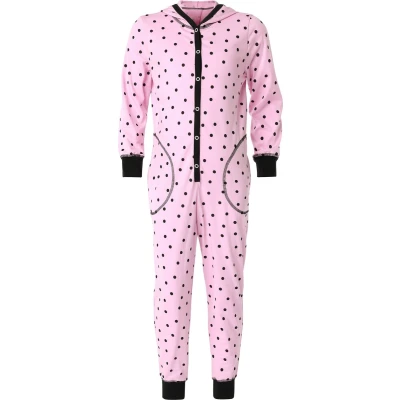 Afbeelding van Merry Style Kinder Pyjama ronde hals lange mouwen broek met zakken Katoen MS MS10 223 PJ Rosa Punkte Schwarz 146 152