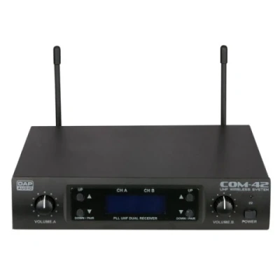Afbeelding van Dap COM 42 2 kanaals handheldset UHF draadloze microfoon set