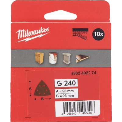 Afbeelding van Milwaukee Accessoires Delta Schuurpapier 93x93/6 HL G240 10 stuks 4932492274