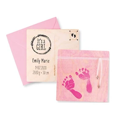 Afbeelding van Kraamvisite Kaartjes Baby Voet en Handafdruk Set Doe het zelf Pakket Rayher Create It! Roze