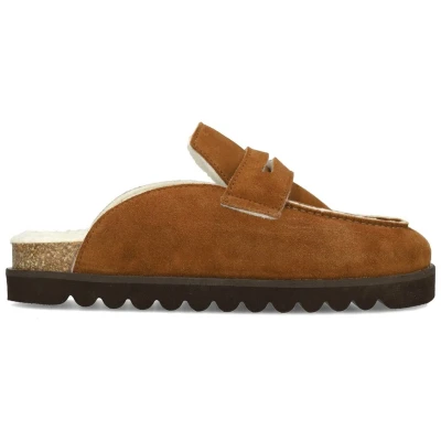 Afbeelding van Sacha gevoerde suède clogs cognac