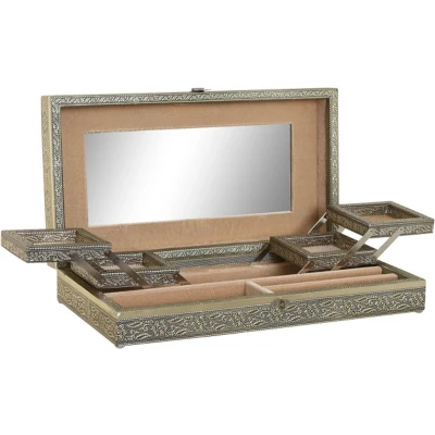 Afbeelding van Doos Juwelenkistje Home ESPRIT Wit Champagne Hout Aluminium 38 x 20 7,5 cm