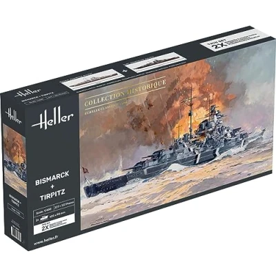 Afbeelding van 1:400 Heller 85078 Bismarck en Tirpitz Schepen Twinset Plastic Modelbouwpakket