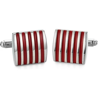 Afbeelding van Klassieke manchetknopen rood en zilver
